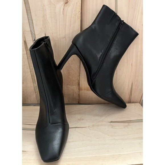 Alfani Womens Terrie Zipper Block Heel Square Toe Ankle Boots Smooth Black 11M - Picture 1 of 7